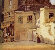 Grant Wood The cafe of Paris corner Spain oil painting artist